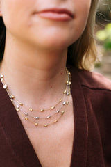 Two Tone, Triple Strand Statement Necklace - 14k Gold