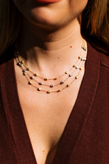 Two Tone, Triple Strand Statement Necklace - 14k Gold