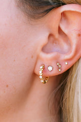 Diamond Heart Huggie Earrings - 14k Yellow Gold - 15mm - 0.25ctw