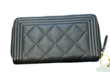 Chanel Caviar Quilted Small Boy Zip Around Wallet - Black