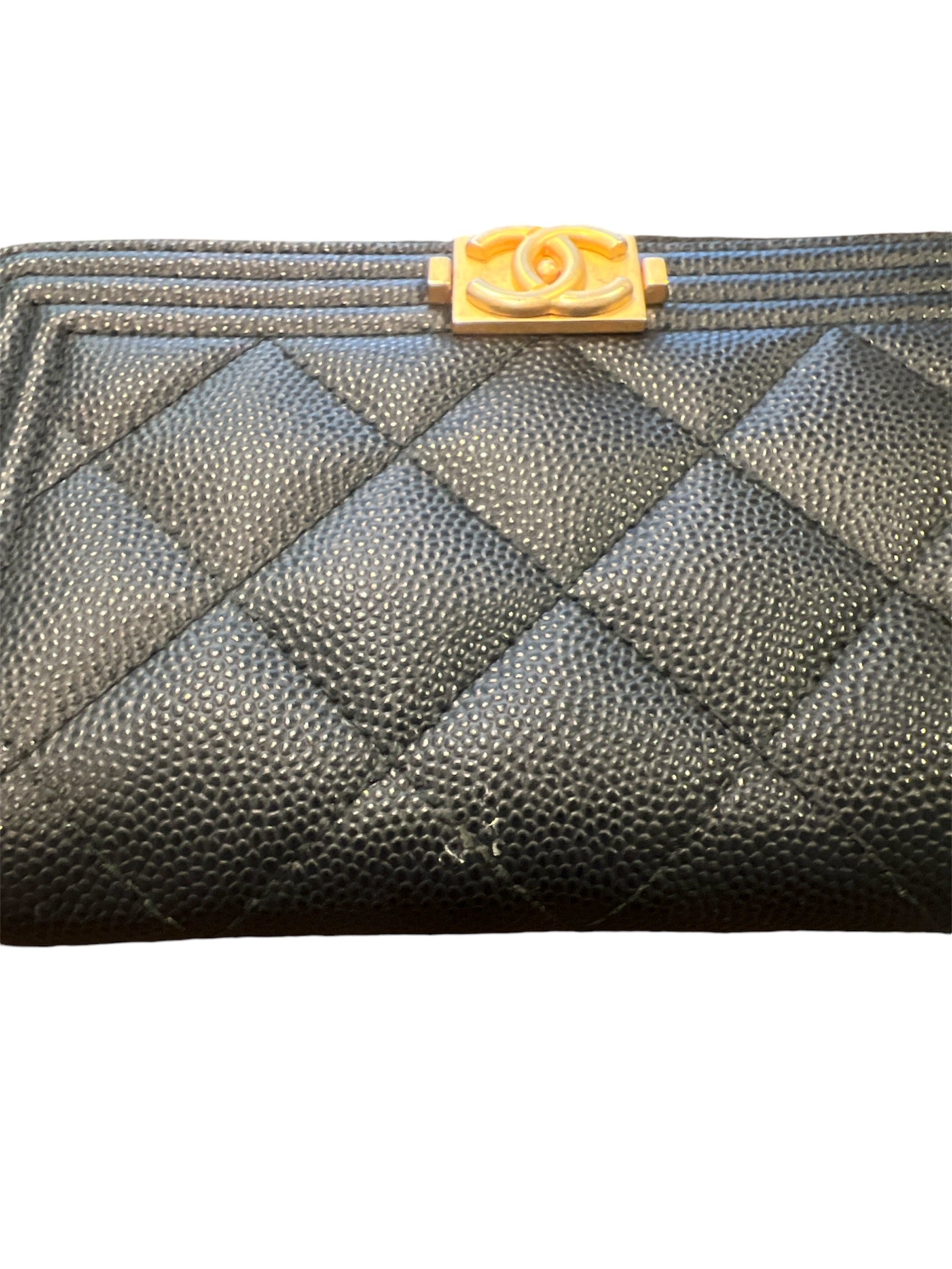 Chanel Caviar Quilted Small Boy Zip Around Wallet - Black