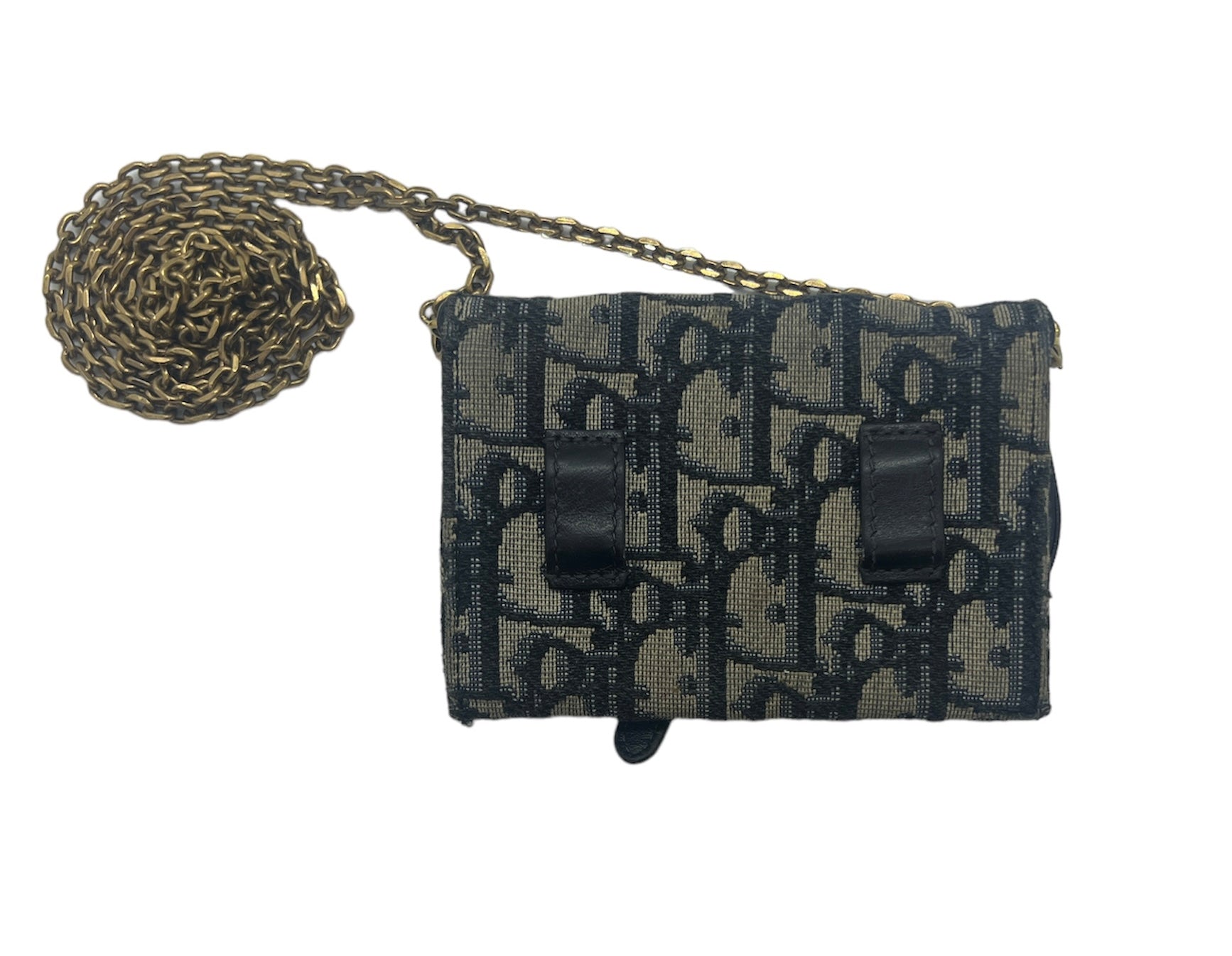 Christian Dior Oblique Nano Saddle Chain Pouch - Blue