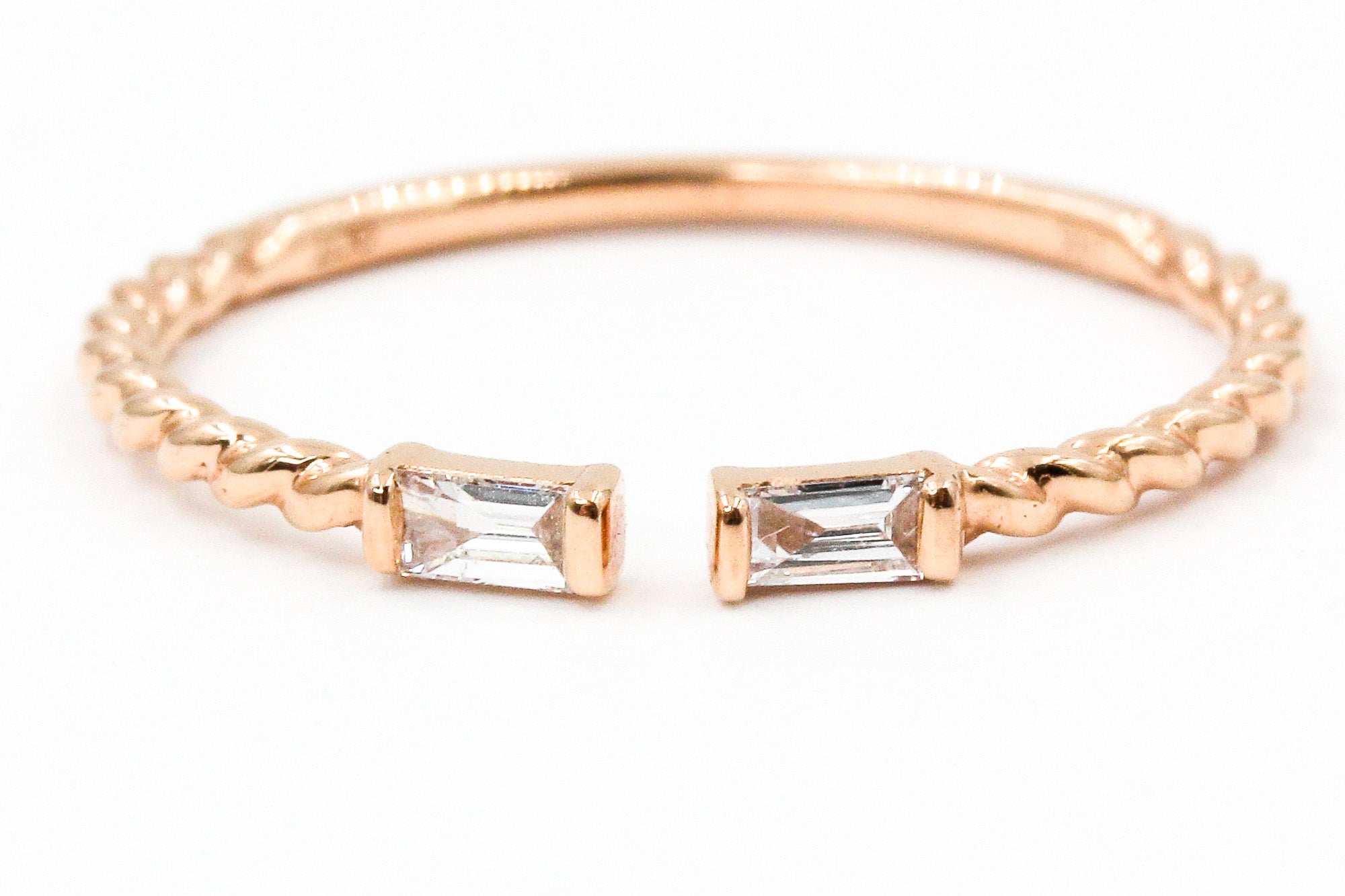 Dainty Baguette Open Ring - 14k Rose Gold - 0.08ctw