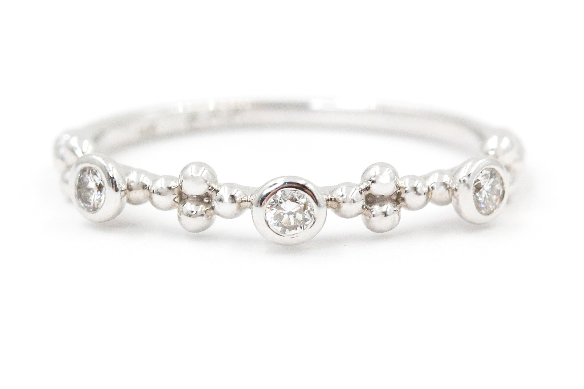 Dainty Bezel Diamond Fashion Ring - 14k White Gold - 0.30ctw
