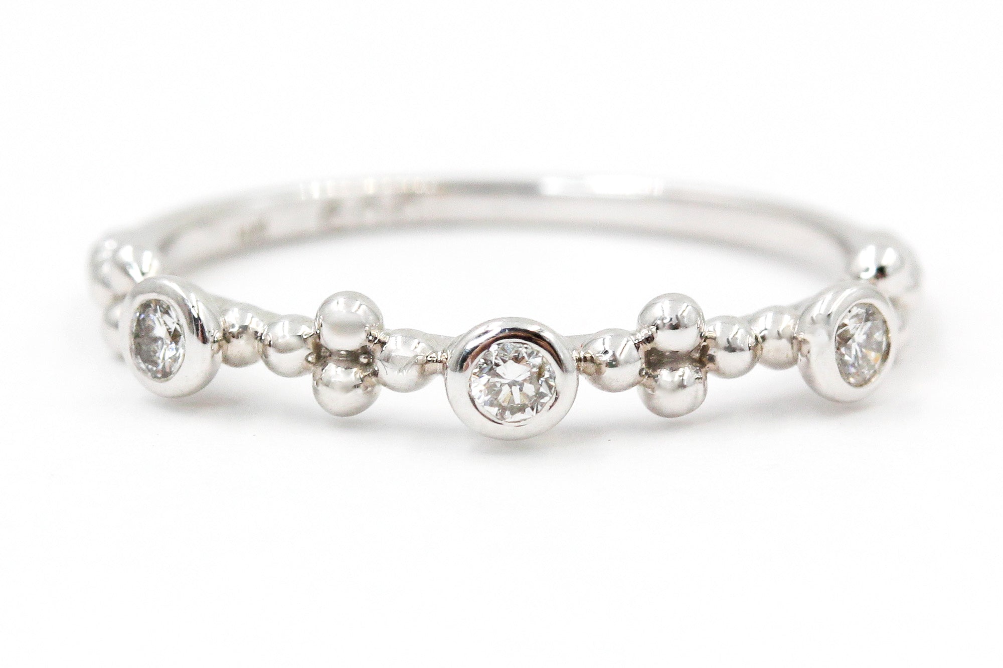 Dainty Bezel Diamond Fashion Ring - 14k White Gold - 0.30ctw