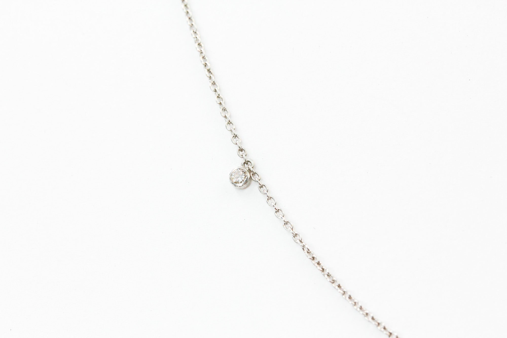 Dainty Bezel Set Diamond Drop Necklace - 14k White Gold - 0.11ctw
