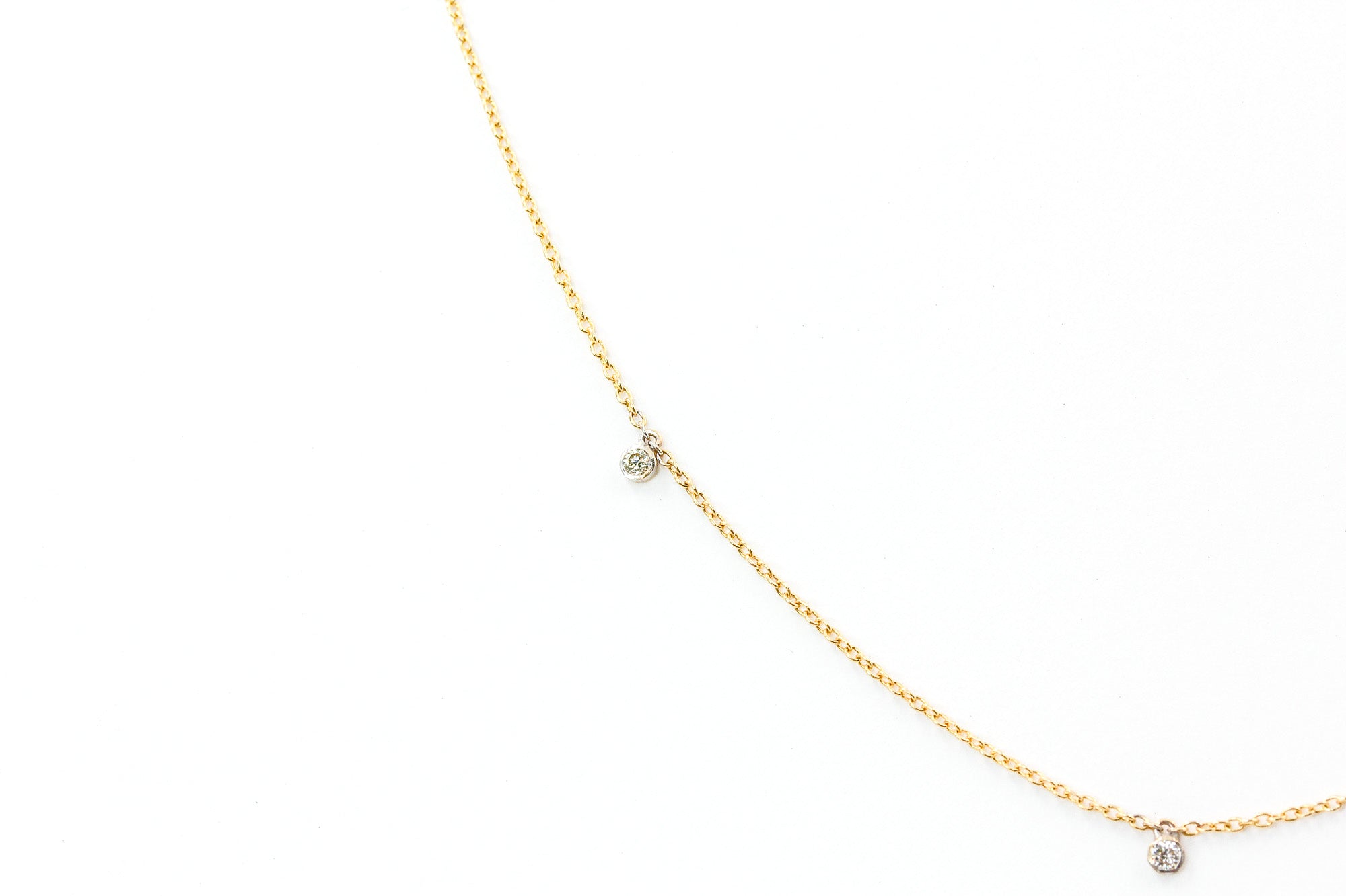 Dainty Bezel Set Diamond Drop Necklace - 14k Yellow Gold - 0.12ctw
