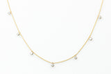 Dainty Bezel Set Diamond Drop Necklace - 14k Yellow Gold - 0.30ctw