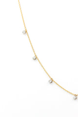 Dainty Bezel Set Diamond Drop Necklace - 14k Yellow Gold - 0.30ctw