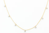 Dainty Bezel Set Diamond Drop Necklace - 14k Yellow Gold - 0.30ctw