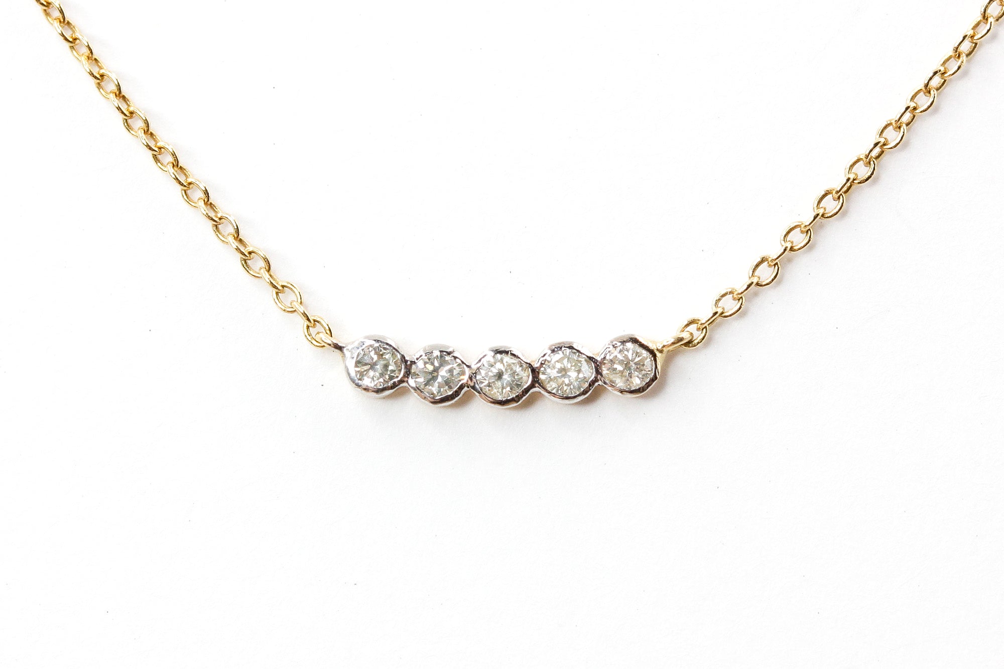 Dainty Bezel Set Diamond Necklace - 14k White Gold - 0.12ctw