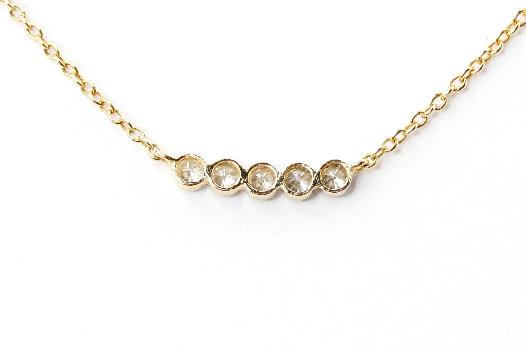 Dainty Bezel Set Diamond Necklace - 14k White Gold - 0.12ctw