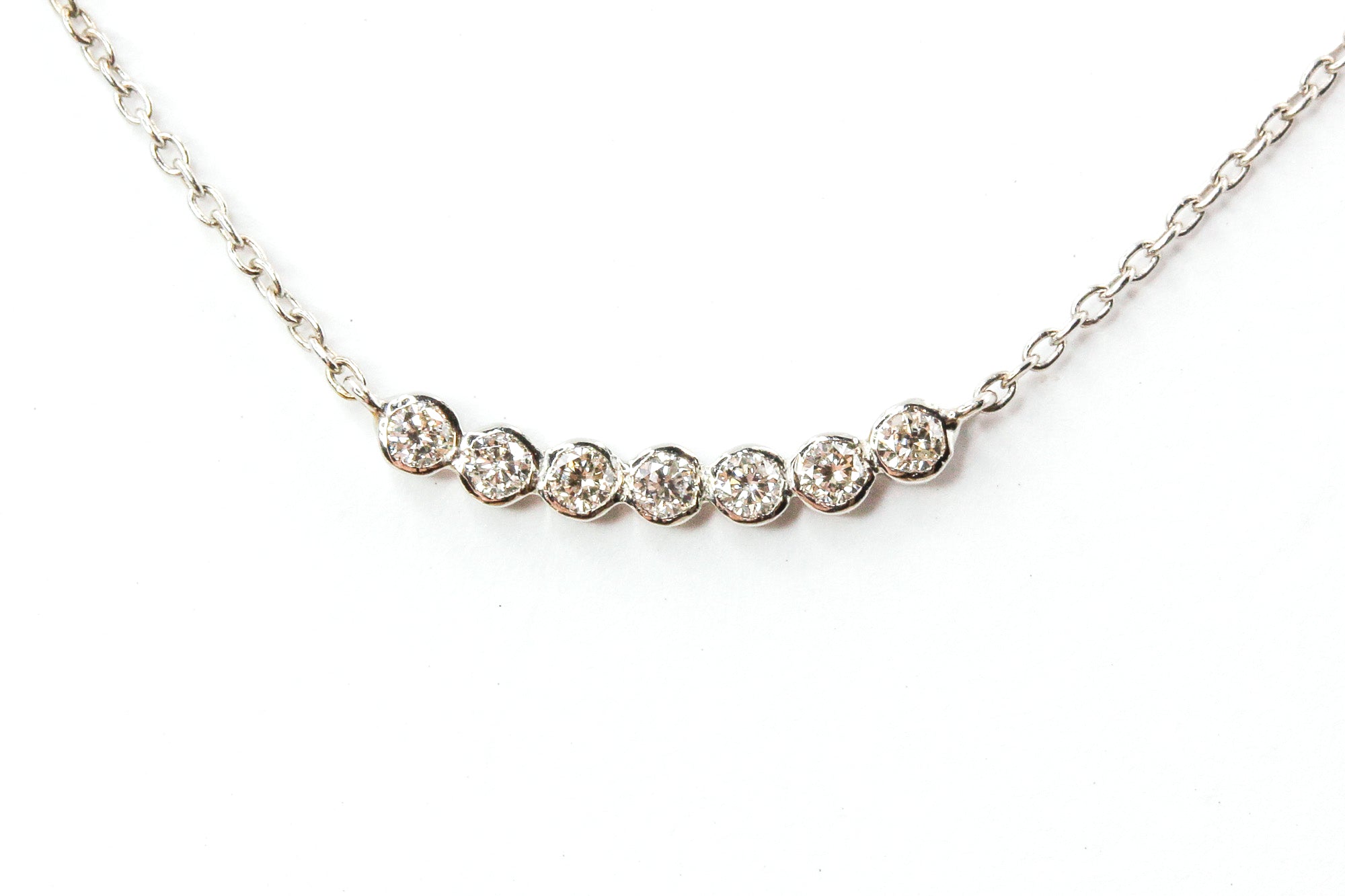 Dainty Bezel Set Diamond Necklace - 14k White Gold - 0.15ctw