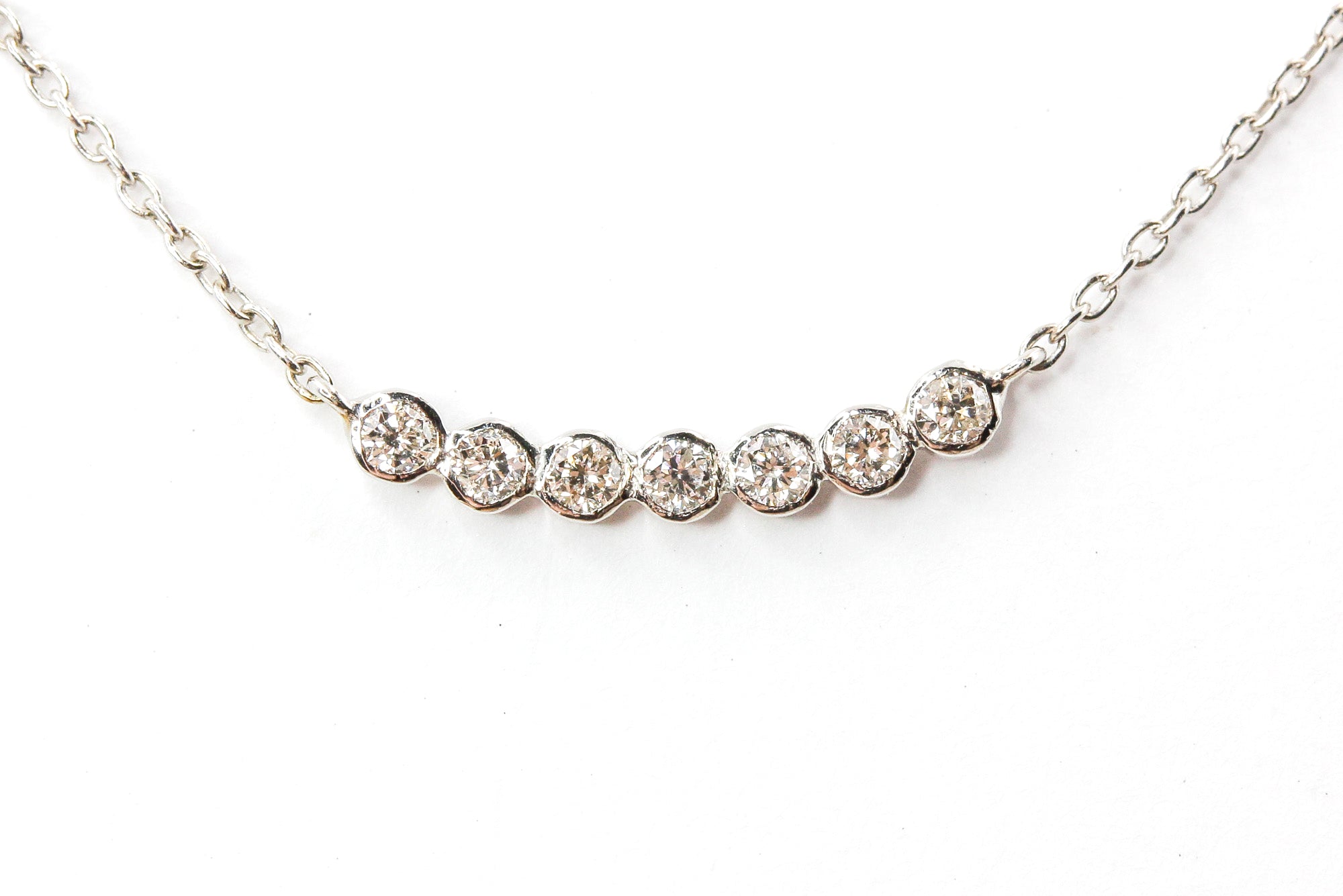 Dainty Bezel Set Diamond Necklace - 14k White Gold - 0.15ctw