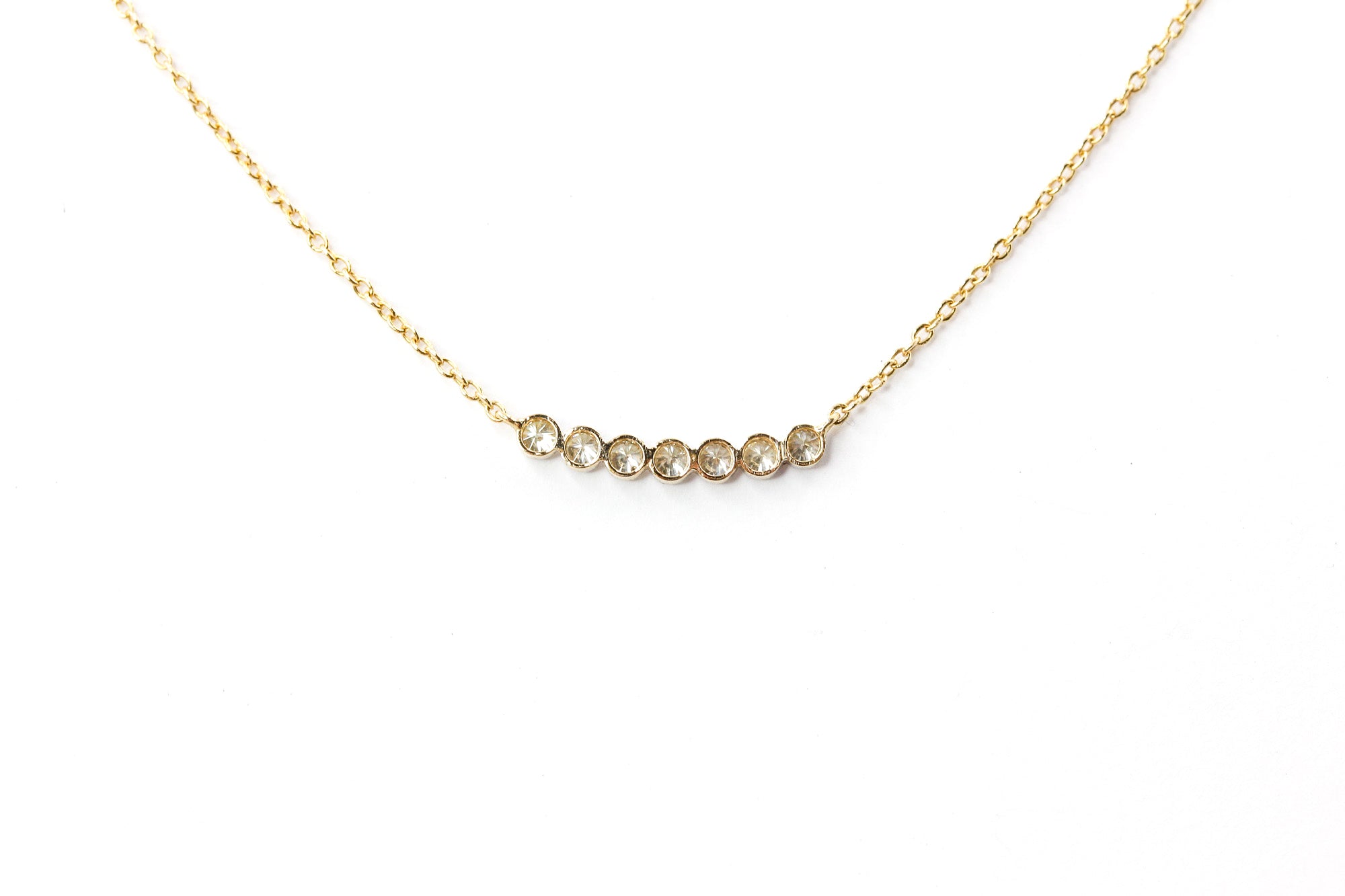 Dainty Bezel Set Diamond Necklace - 14k White Gold - 0.17ctw