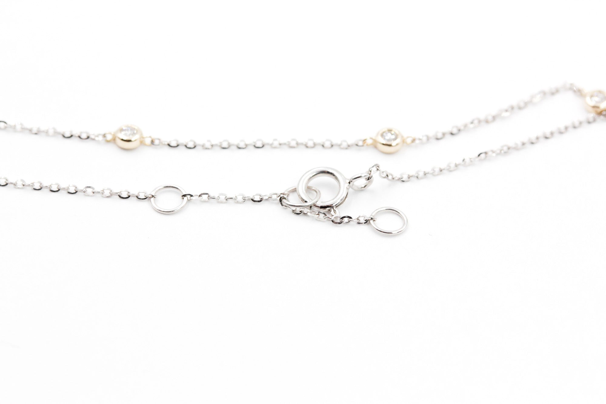 Dainty Diamond Bezel Bracelet - 14k Two Tone Gold - 0.11ctw