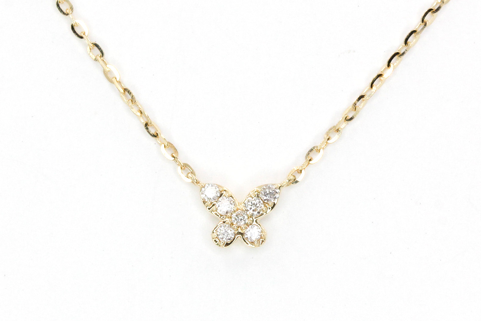 Dainty Diamond Butterfly Necklace - 14k Yellow Gold - 0.06ctw
