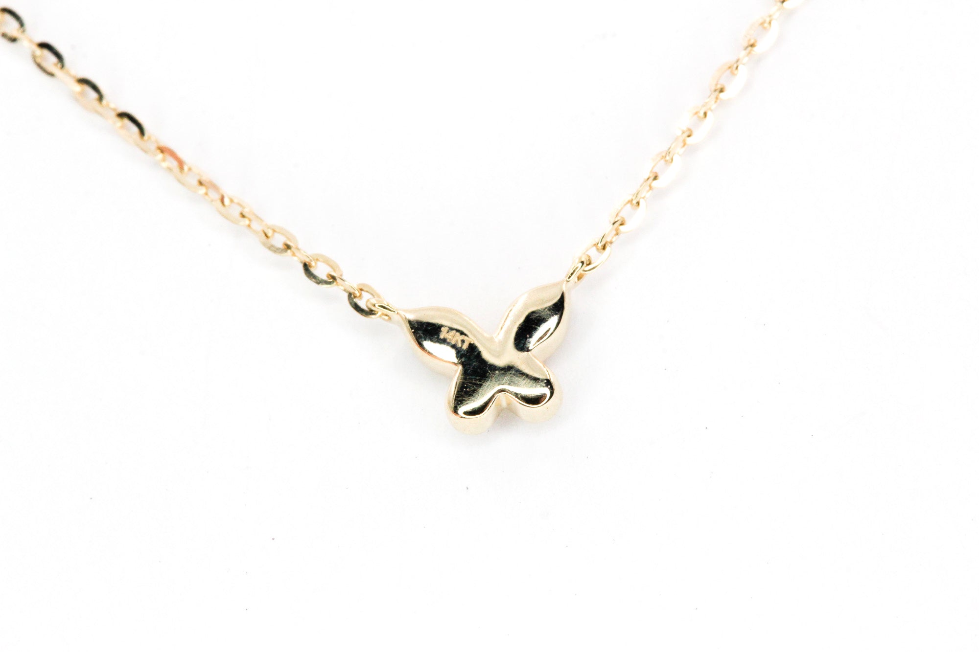 Dainty Diamond Butterfly Necklace - 14k Yellow Gold - 0.06ctw