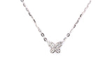 Dainty Diamond Butterfly Necklace - 14k White Gold - 0.06ctw