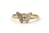 Dainty Diamond Butterfly Ring - 10k Yellow Gold - 0.10ctw