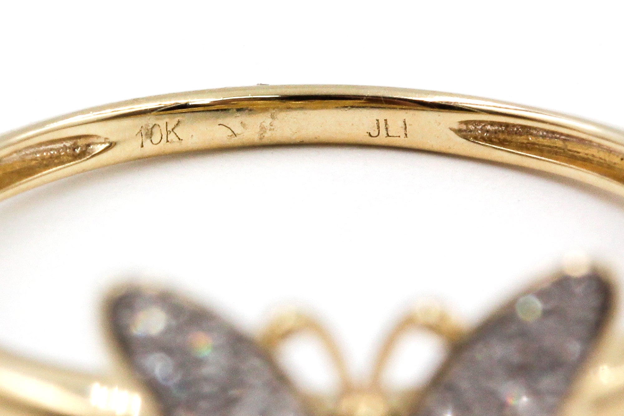 Dainty Diamond Butterfly Ring - 10k Yellow Gold - 0.10ctw
