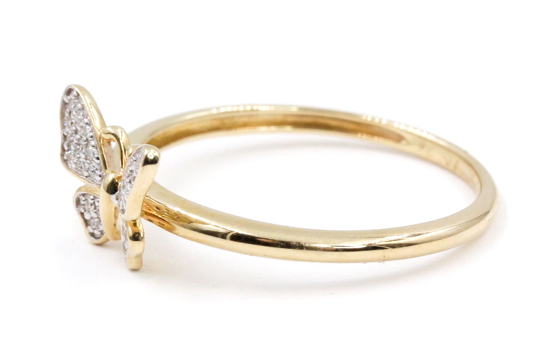 Dainty Diamond Butterfly Ring - 10k Yellow Gold - 0.10ctw