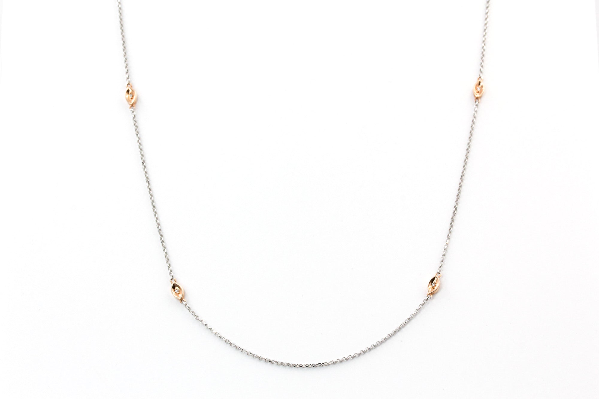 Dainty Diamond Chain - 14k White Gold and Yellow Gold - 0.02ctw