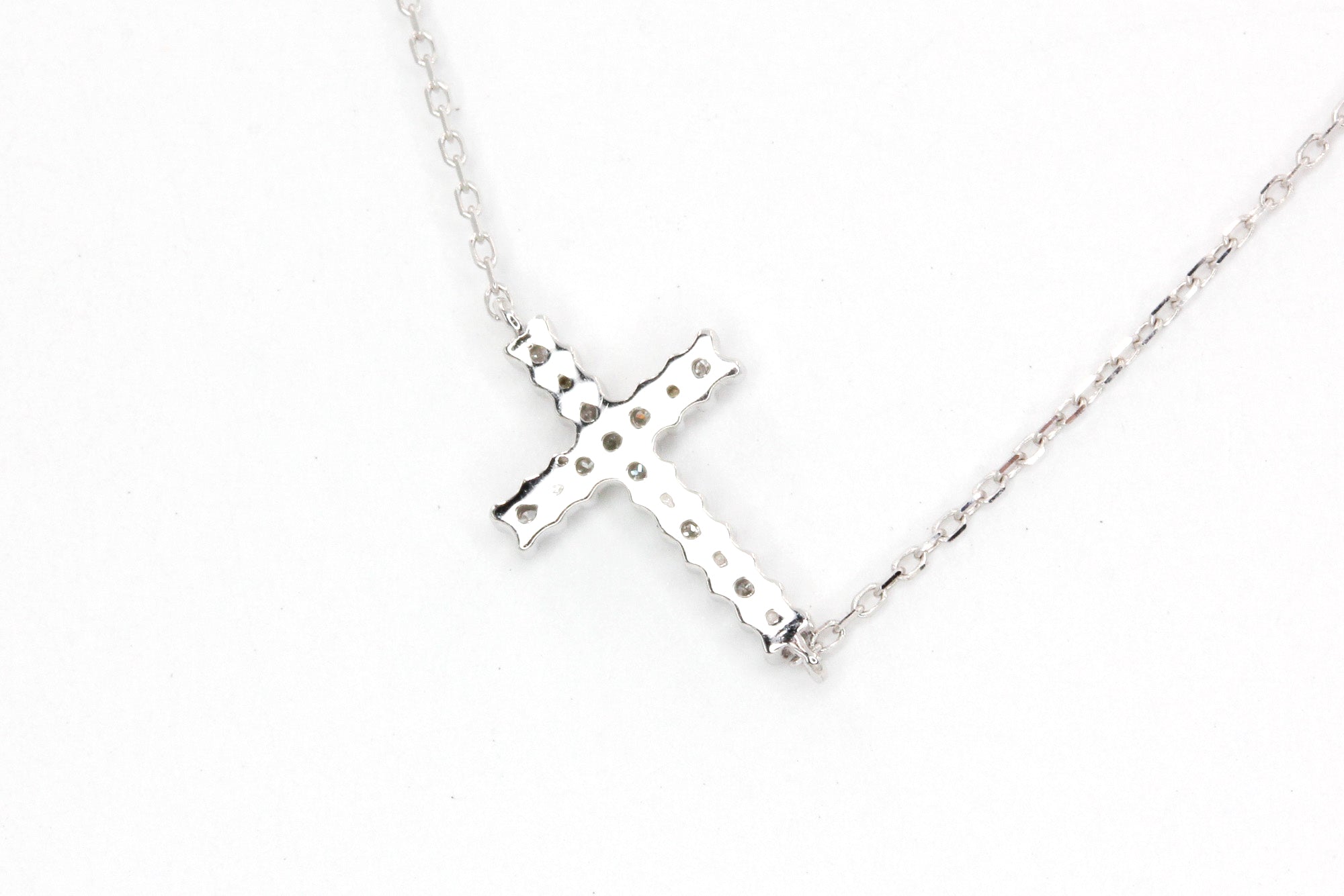 Dainty Diamond Cross Necklace - 14k White Gold - 0.04ctw
