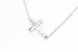 Dainty Diamond Cross Necklace - 14k White Gold - 0.04ctw