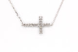 Dainty Diamond Cross Necklace - 14k White Gold - 0.04ctw