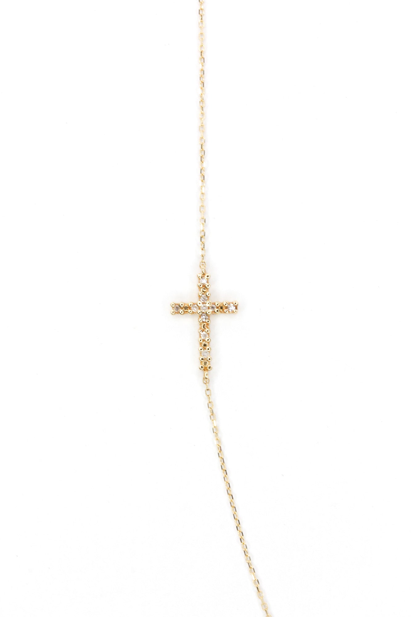 Dainty Diamond Cross Necklace - 14k Yellow Gold - 0.04ctw