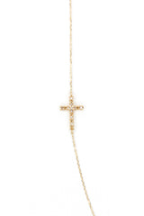 Dainty Diamond Cross Necklace - 14k Yellow Gold - 0.04ctw