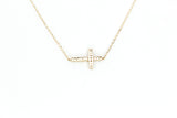 Dainty Diamond Cross Necklace - 14k Yellow Gold - 0.04ctw
