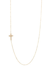 Dainty Diamond Cross Necklace - 14k Yellow Gold - 0.04ctw