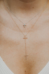 Dainty Diamond Cross Pendant Necklace - 14k White Gold - 0.20ctw