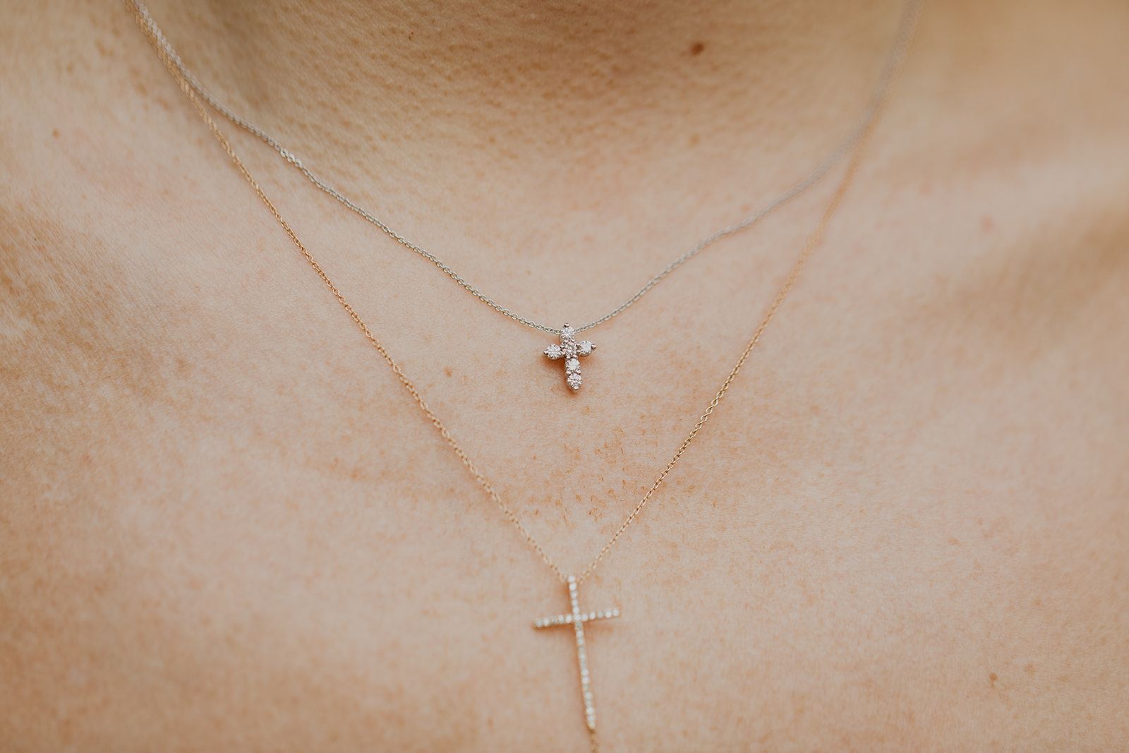 Dainty Diamond Cross Pendant Necklace - 14k White Gold - 0.20ctw