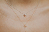 Dainty Diamond Cross Pendant Necklace - 14k White Gold - 0.20ctw