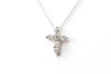 Dainty Diamond Cross Pendant Necklace - 14k White Gold - 0.20ctw
