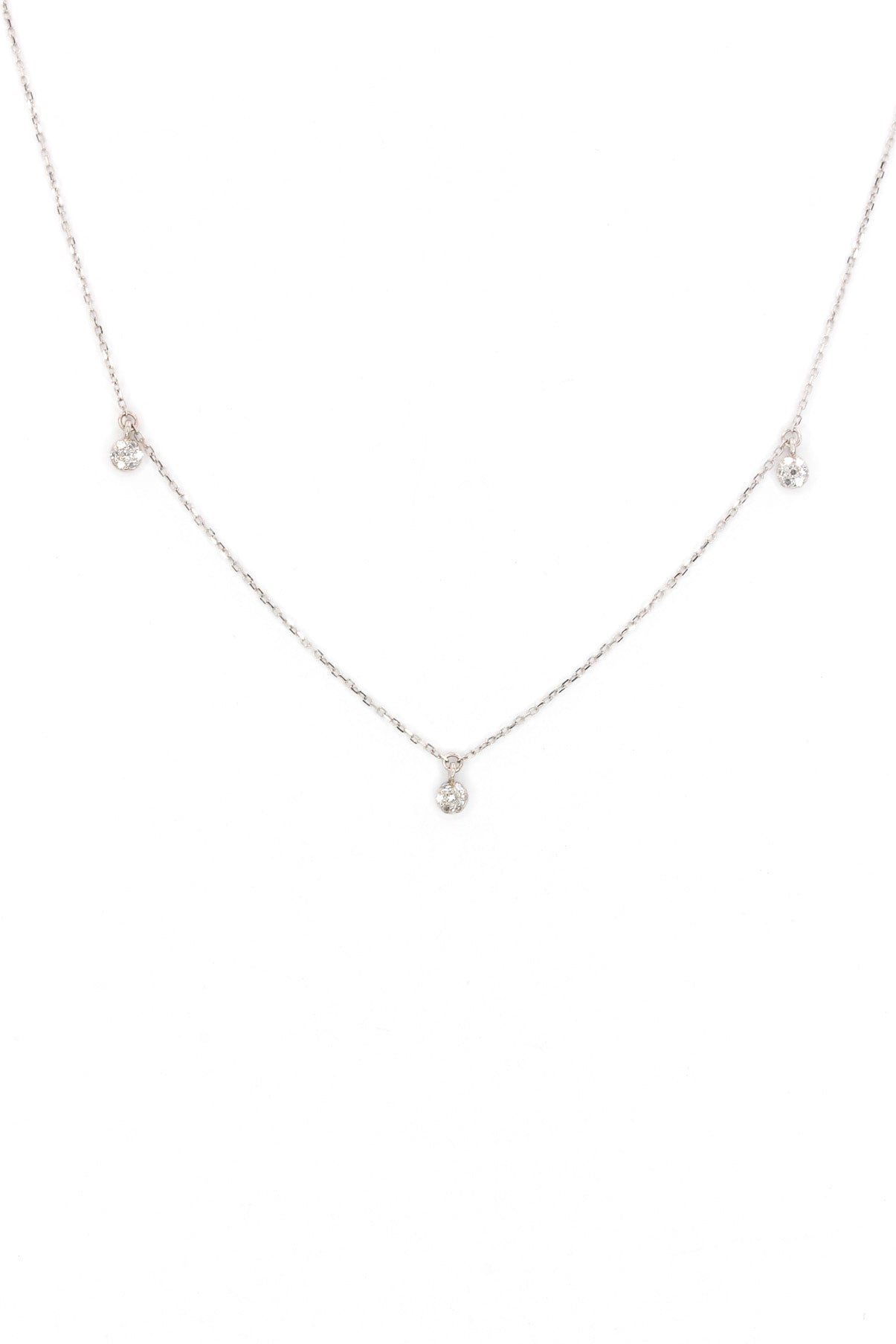 Dainty Diamond Drop Necklace - 14k White Gold - 0.07ctw