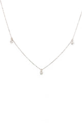 Dainty Diamond Drop Necklace - 14k White Gold - 0.07ctw