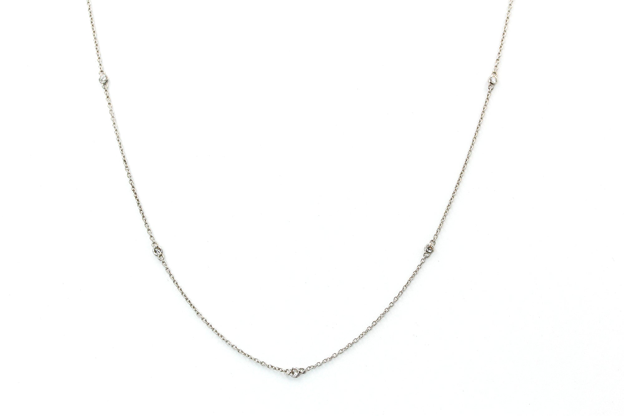 Dainty Diamond Station Necklace - 14k White Gold - 0.17ctw