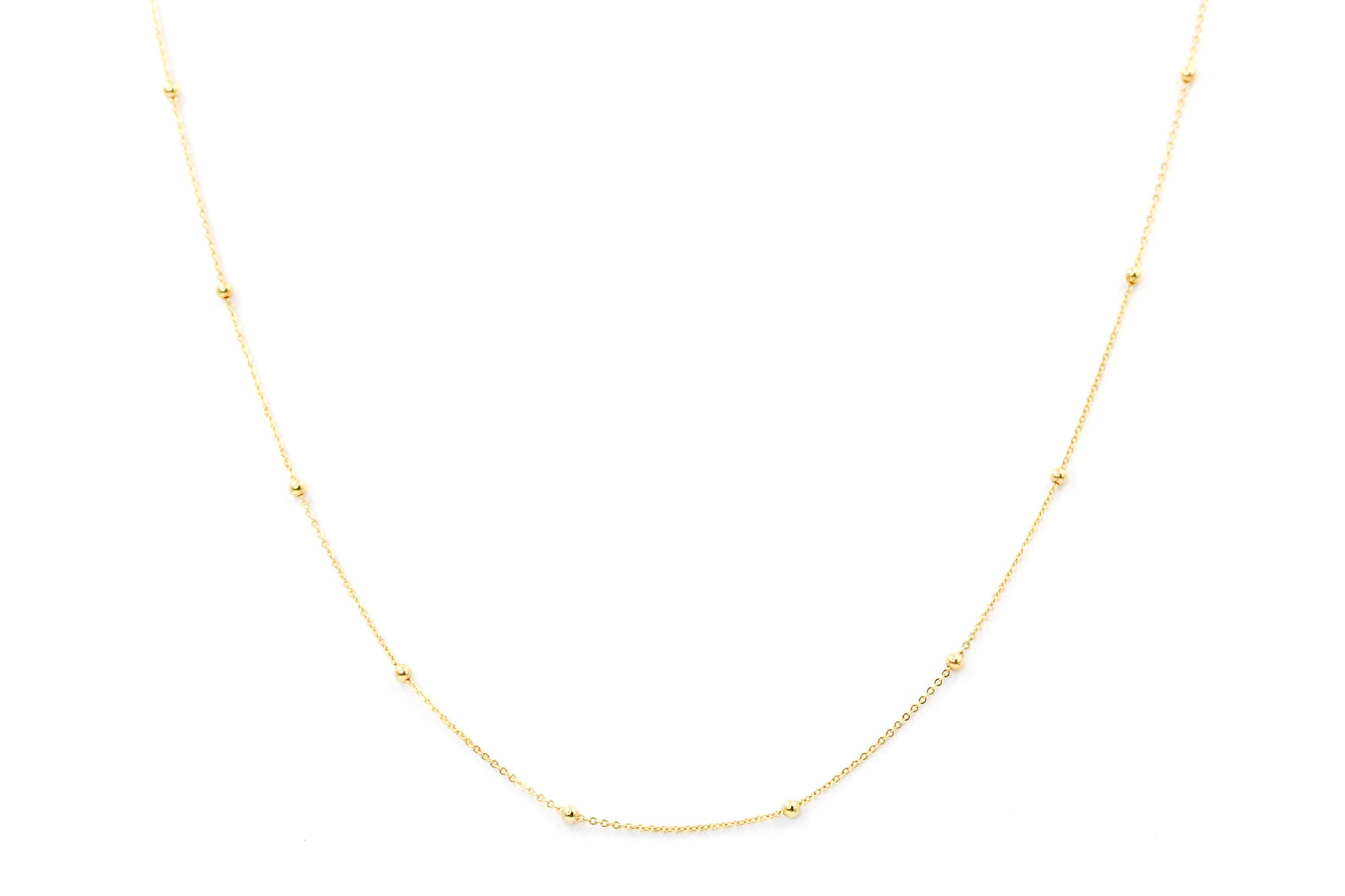Dainty Fashion Gold Beaded Chain - 14k Yellow Gold