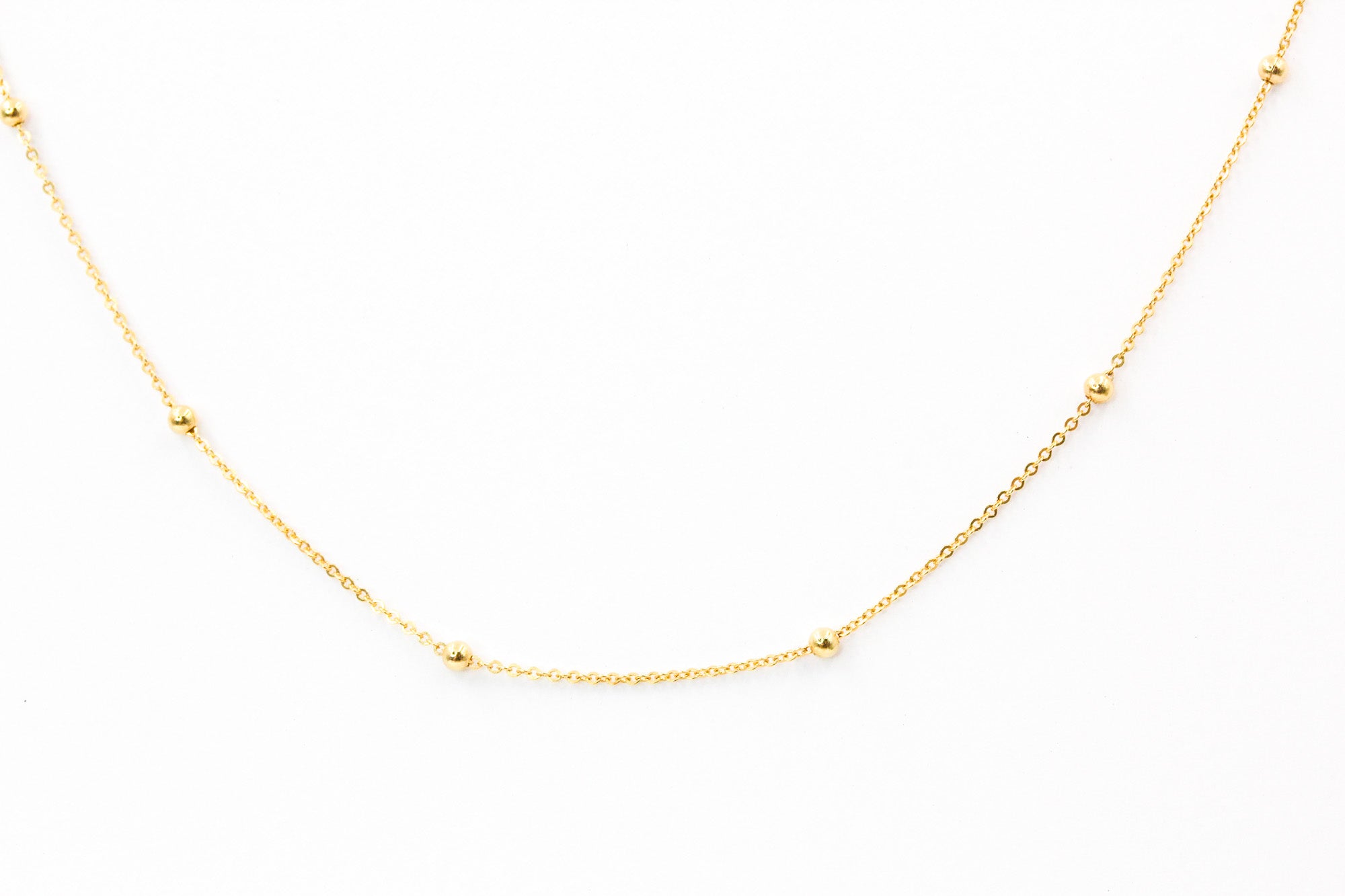 Dainty Fashion Gold Beaded Chain - 14k Yellow Gold