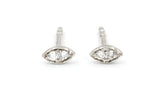 Dainty Marquise Diamond Stud Earrings - 14k White Gold - 0.09ctw