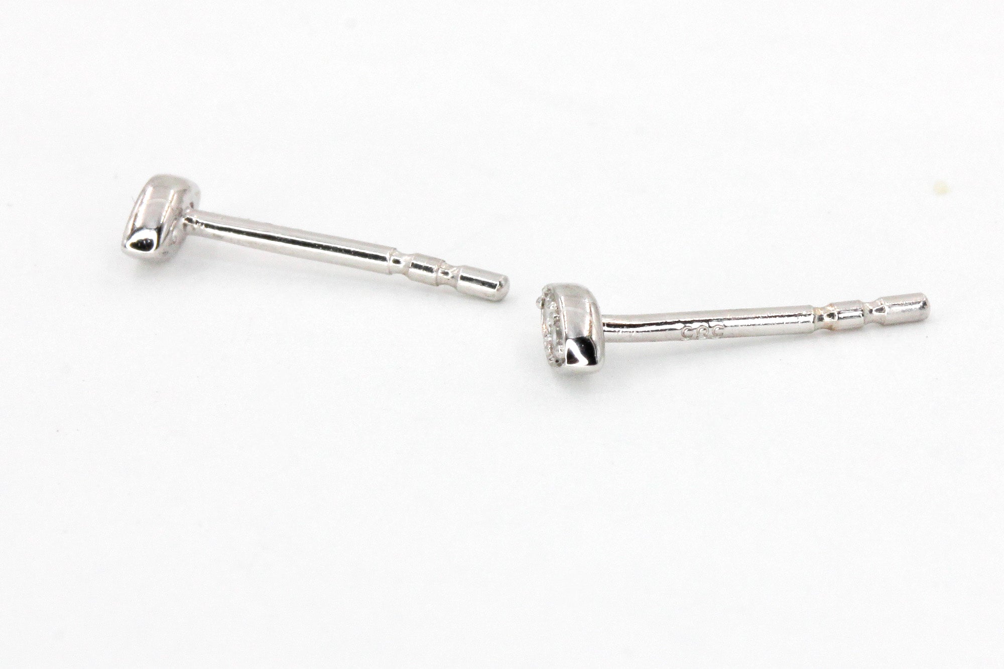 Dainty Marquise Diamond Stud Earrings - 14k White Gold - 0.09ctw