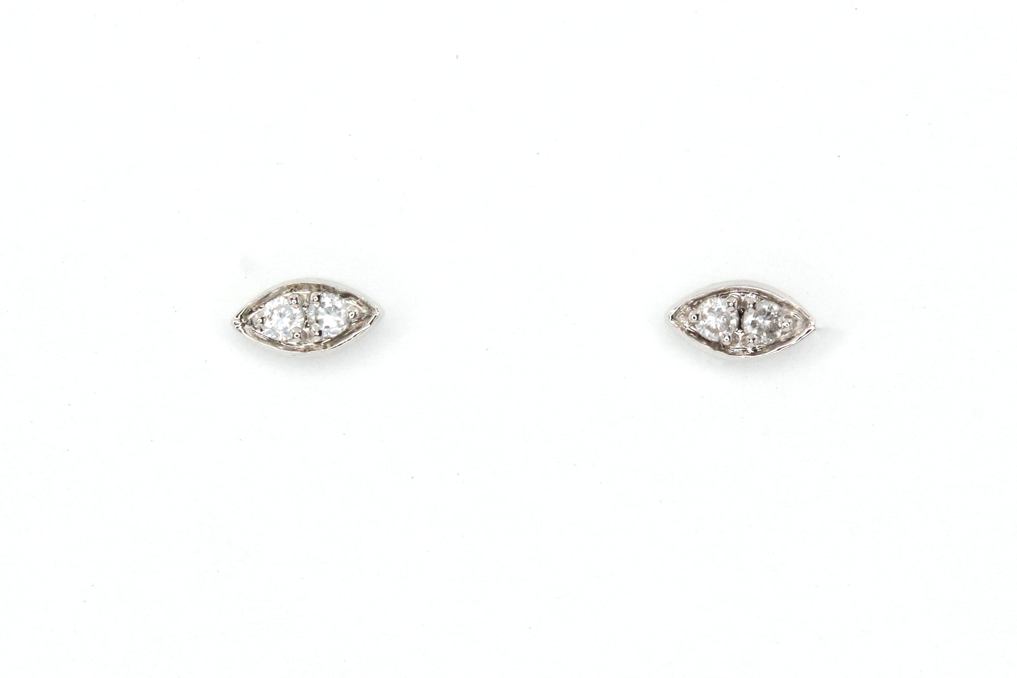 Dainty Marquise Diamond Stud Earrings - 14k White Gold - 0.09ctw