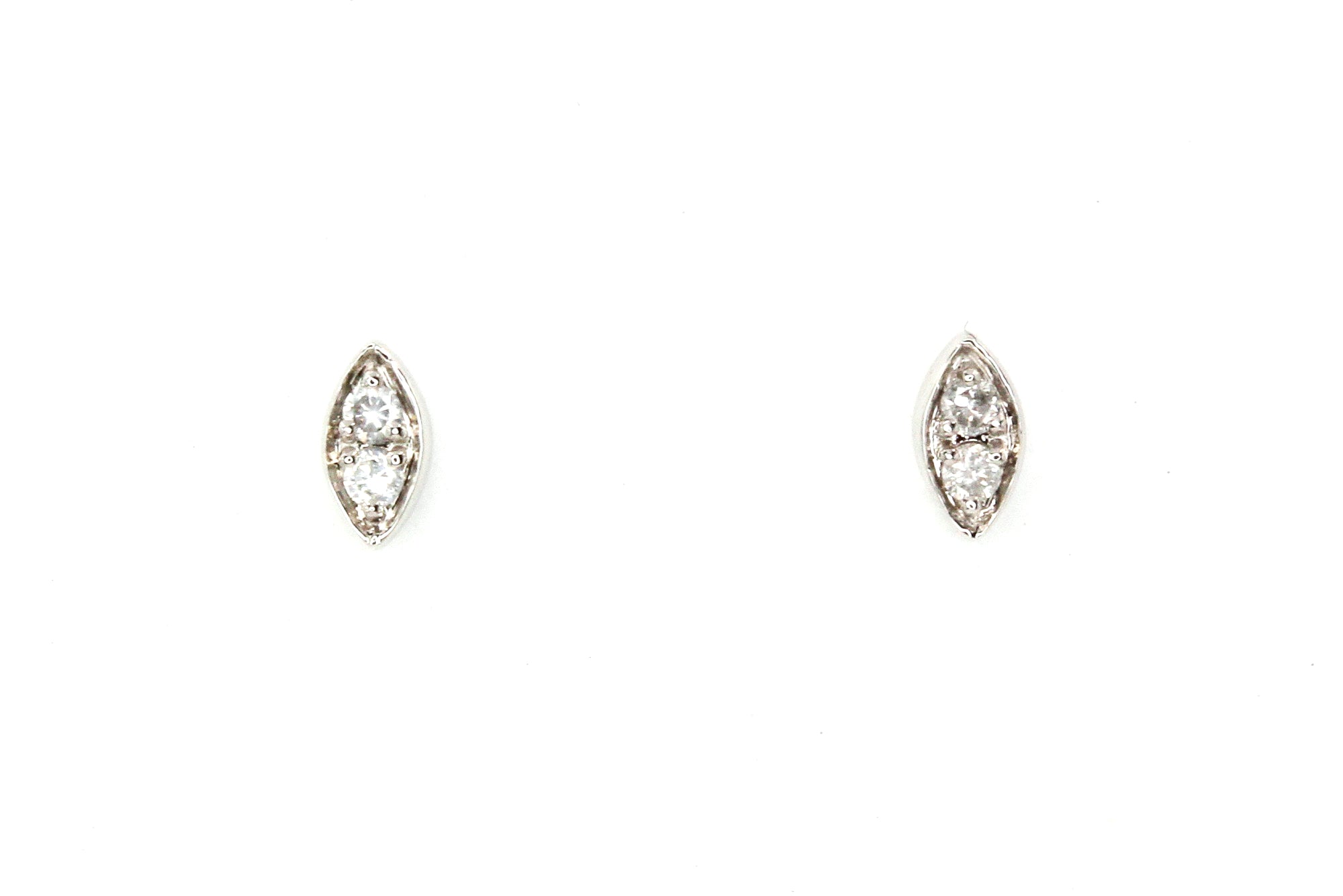 Dainty Marquise Diamond Stud Earrings - 14k White Gold - 0.09ctw