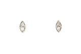 Dainty Marquise Diamond Stud Earrings - 14k White Gold - 0.09ctw