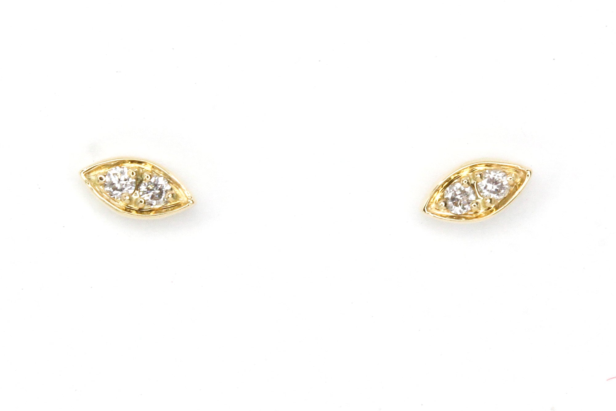 Dainty Marquise Diamond Stud Earrings - 14k Yellow Gold - 0.09ctw