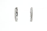 Diamond  Huggie Earrings - 14k White Gold - 14mm - 0.20ctw